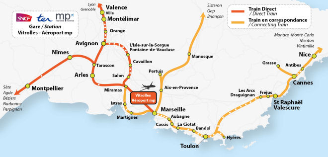 Схема маршрутов поездов из аэропорта Марселя - как добраться из аэропорта Марселя на поезде